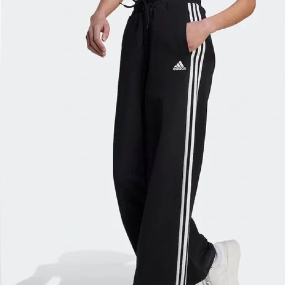adidas Black Track Pants with White Three-Stripes